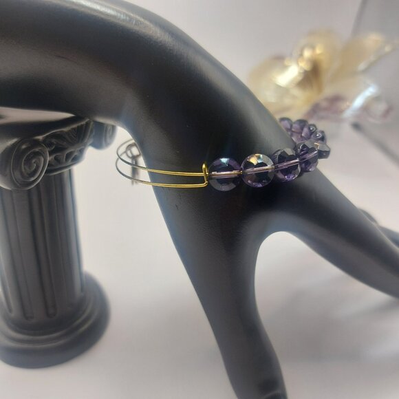 ALEX AND ANI Amethyst Luxe Bracelet Beaded Faceted Bangle Gold Electroplate EUC - Picture 4 of 14